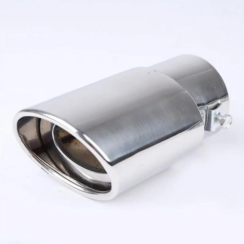 Pair 2.5/'/' Inlet Oval Stainless Steel Exhaust Muffler Pipes Tail Tip Universal