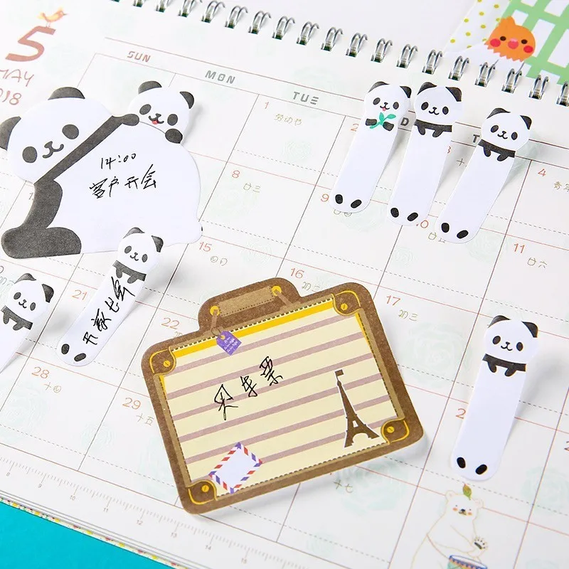 Милые животные панда Липкие заметки Kawaii Канцелярские блокноты закладки для школьных учебников принадлежности планировщик наклейки Post It