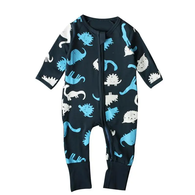 Baby Clothing Baby Autumn and Winter Dinosaur Long-sleeved Zipper Children's Jumpsuit Robes Baby Onesies
