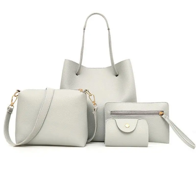 Solid Fashion Small Big Shoulder Bag Four Pieces A Set Handbag Crossbody Messenger Hand Bags For Women Female Ladies Bag PU Tote