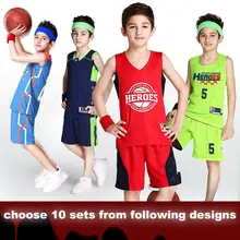 10 компл./лот Джерси Детские баскетбольные баскетбольная футболка Джерси майки команды тренировочная форма, спортивный костюм для мальчиков, Наборы нестандартной конструкции оптом