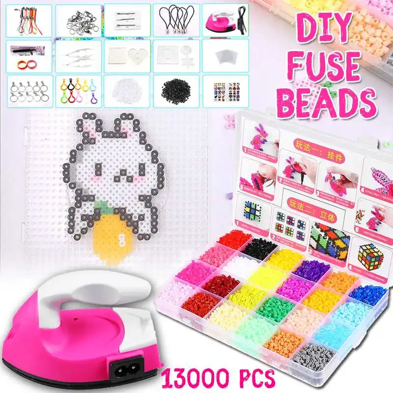 

With Iron 13000pcs/bag 2.6mm Fuse Beads Puzzles Hama Beads 24 Colors Craft Peg Board Activity Educational Gift Kid Toy DIY