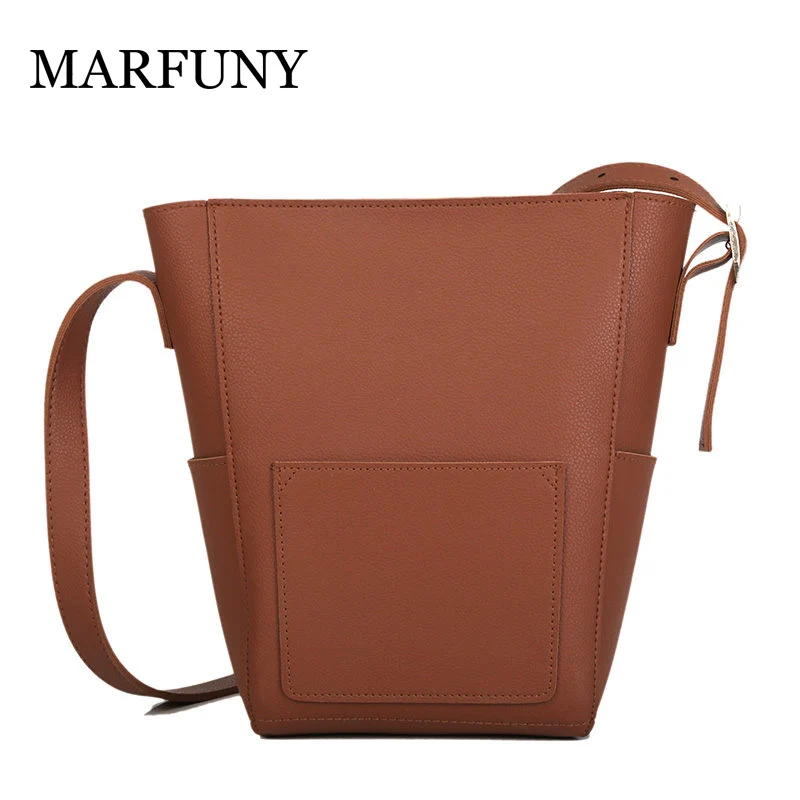 

Large Bucket Bag Women Solid High Quality Leather Fashion Women Wide Strap Handbags Shoulder Crossbody Bucket Bag Bolsa Feminina