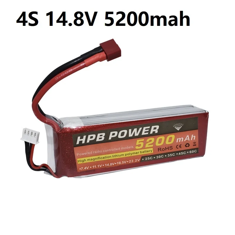 

High POWER 14.8v 5200maH 35c T Plug/XT60 Plug for Helicopter Boat Quodcopter Remote Controul toys 14.8 v Battery 4s lipo battery