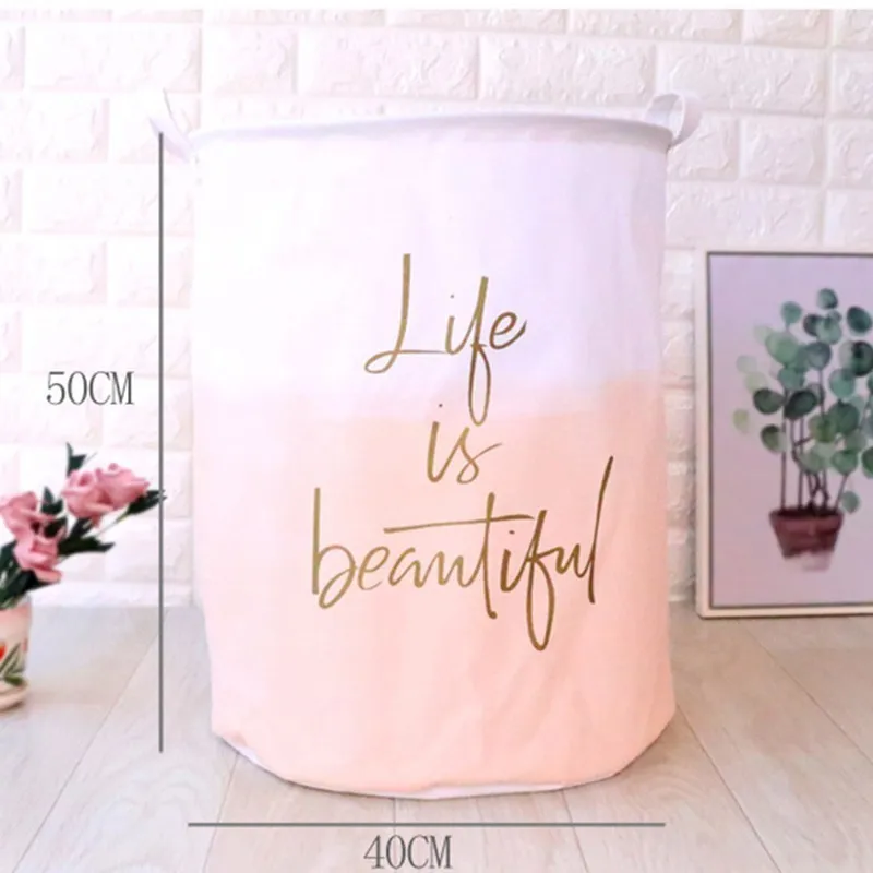 لطي القطن الكتان سلة الغسيل حقيبة للماء أسطواني سلة التخزين مع مقبض ل غسل تخزين الملابس القذرة