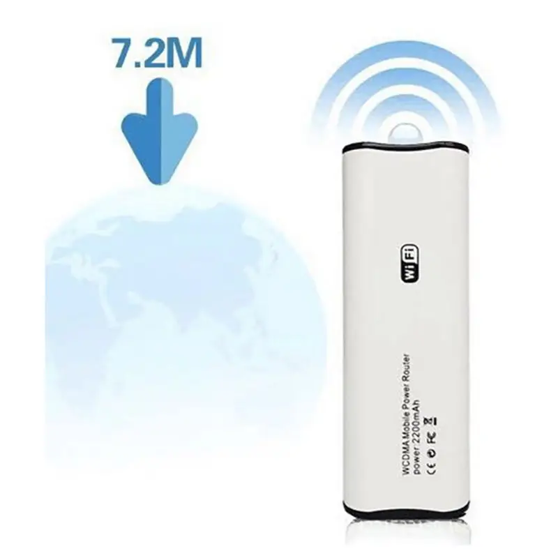 Беспроводной 3G мобильный Wifi роутер 2200 мАч Внешний аккумулятор широкополосный