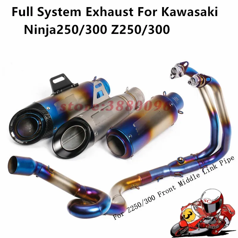 

Motorcycle Full Exhaust System Slip on For Kawasaki Ninja 250 300 Exhaust Muffler Pipe