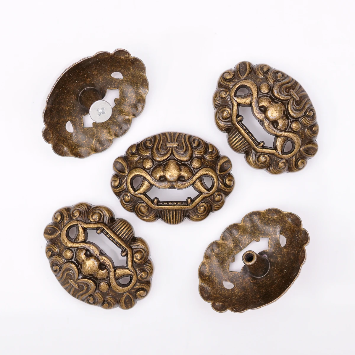 6 шт. 39x34 мм латунный китайский Лев Дракон голова Conchos Винт Задняя кожаная