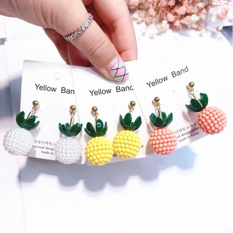 

New Summer Candy Color Lovely Sweet Temperament Pineapple Earrings Eardrop Long Pendant Earrings Fashion Women Jewelry