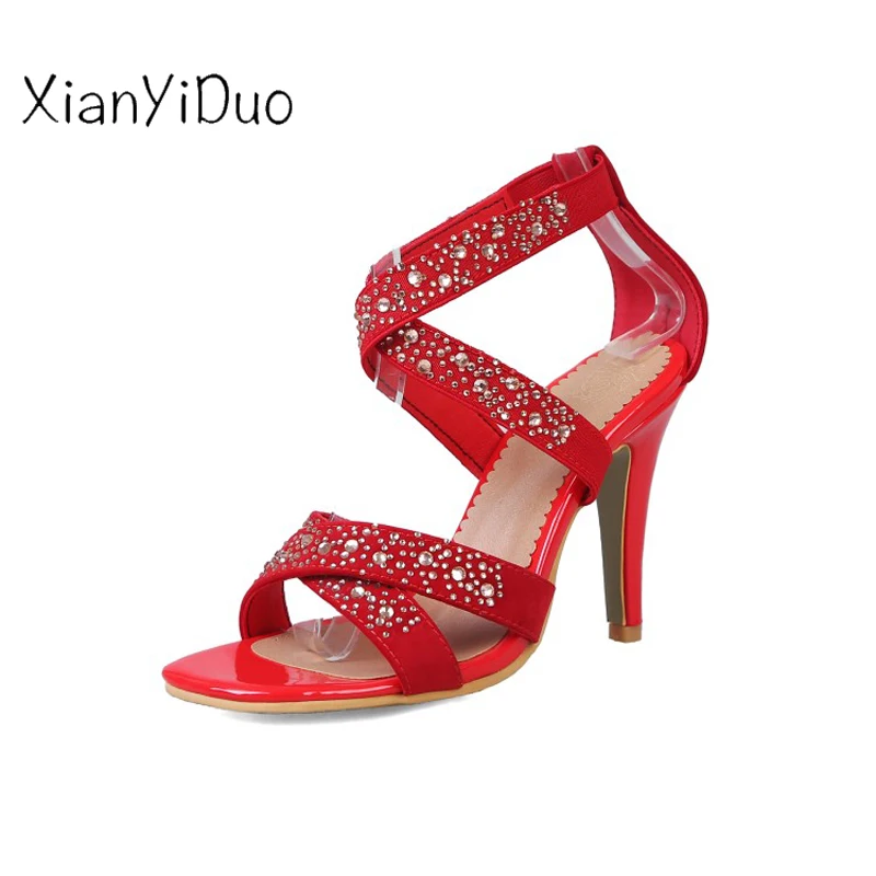 a22 D'été 2019 Ouvert Souliers Plus Femmes Talons Rome 45 0 Cristal Talon chaussures Xianyiduo De À Couvre Size34 Rouge Bout rouge noir Beige Beige Mode Hauts 5qw1x6d