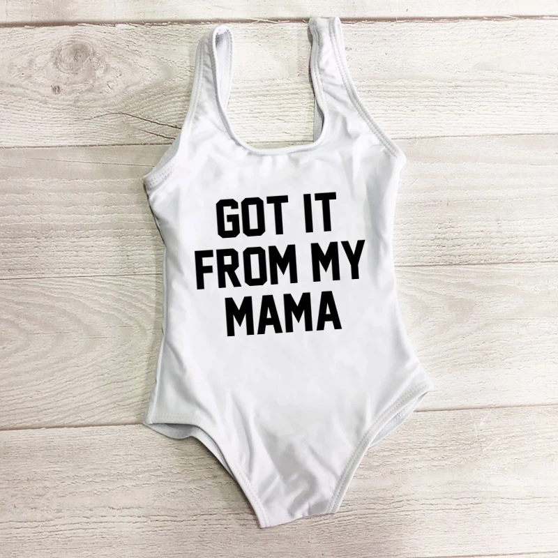 子供黒ワンピース水着レタープリント私からそれを得たママベビー水着かわいい水着ビーチウェアマヨ夏女の子スーツ Printed One Piece Swim Print Printprinting Letters Aliexpress