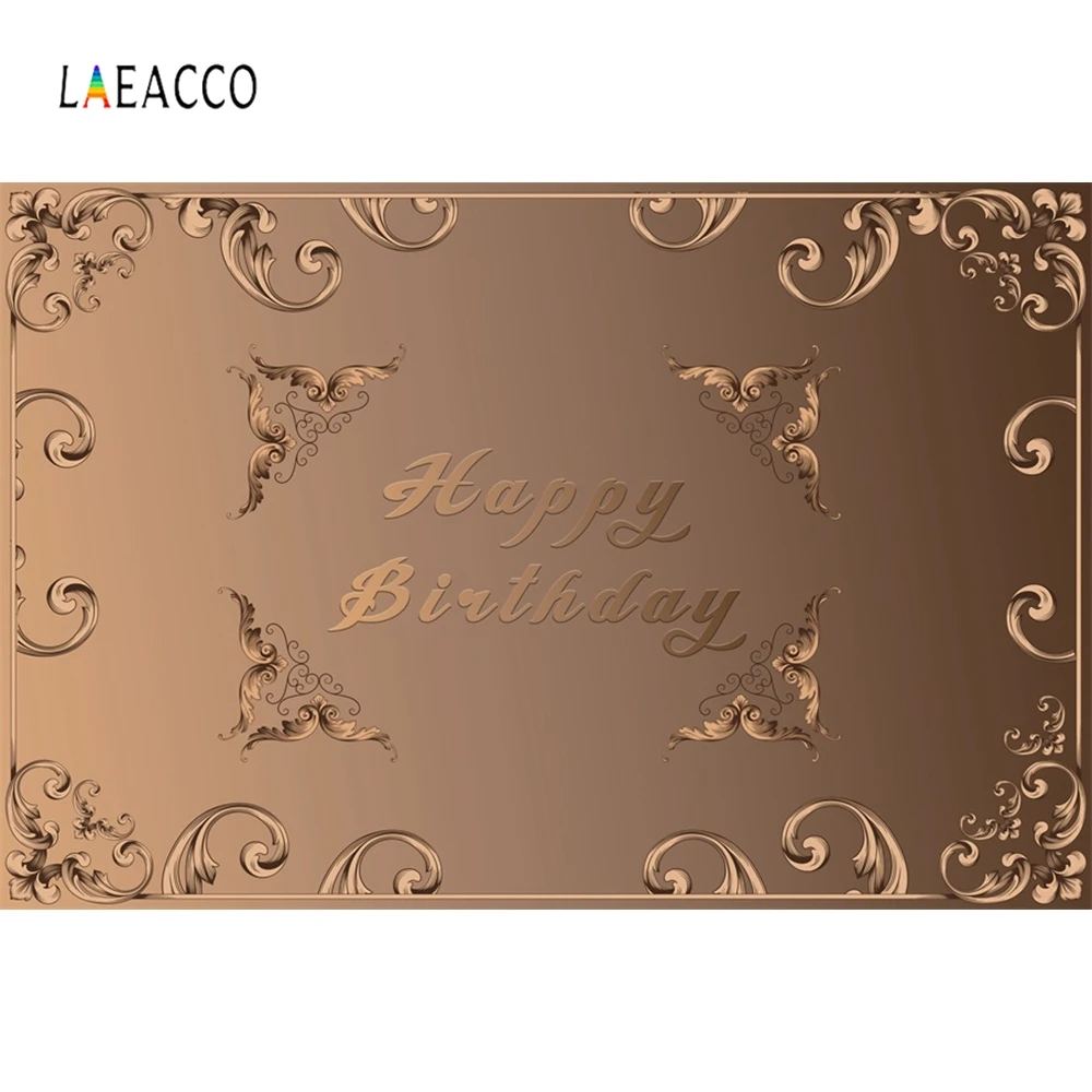 

Laeacco Golden Pattern Card Birthday Part Backdrop Photography Backgrounds Customized Photographic Backdrops For Photo Studio