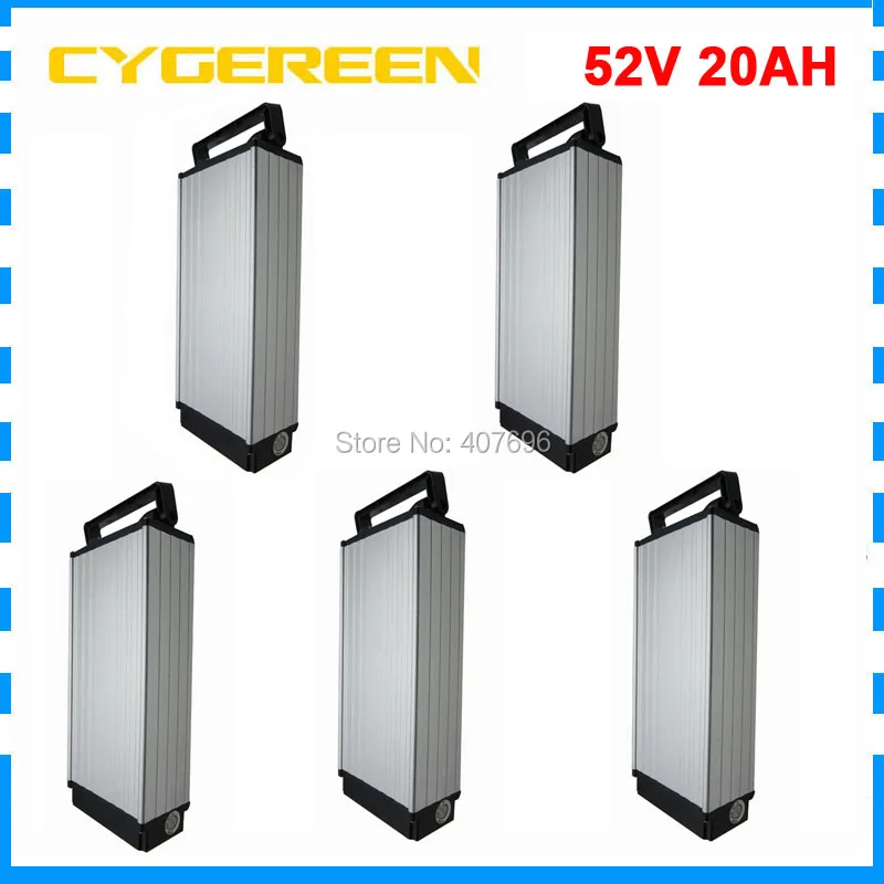 

Rear rack 51.8v 1000w electric bike Battery 14S 52V 20Ah Li-ion Battery 48V 1000W Electric Fat Bike with charger 5PCS Wholesale