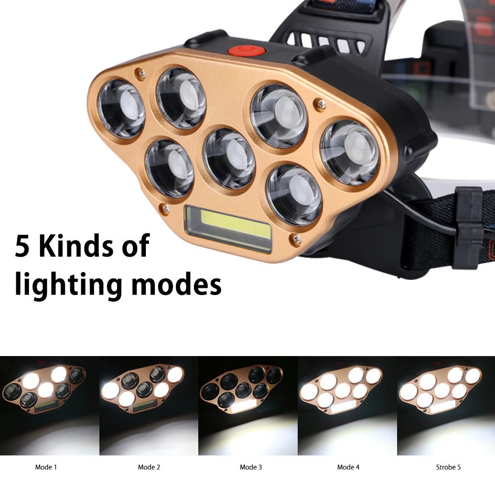 Светодиодный налобный фонарь Sanyi 1 * COB + 7 светодиодный LED головсветильник с 5