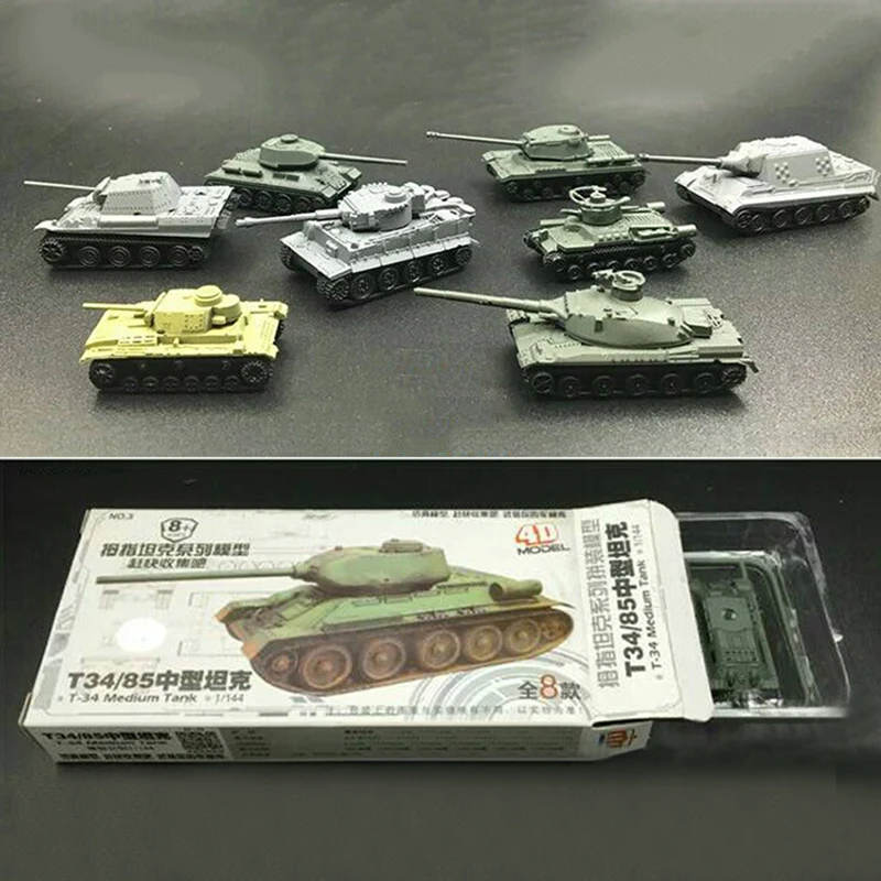 

8pcs Set Plastic 4D Assembled Tank Model 1:144 Thumb Tank Military Model Toy