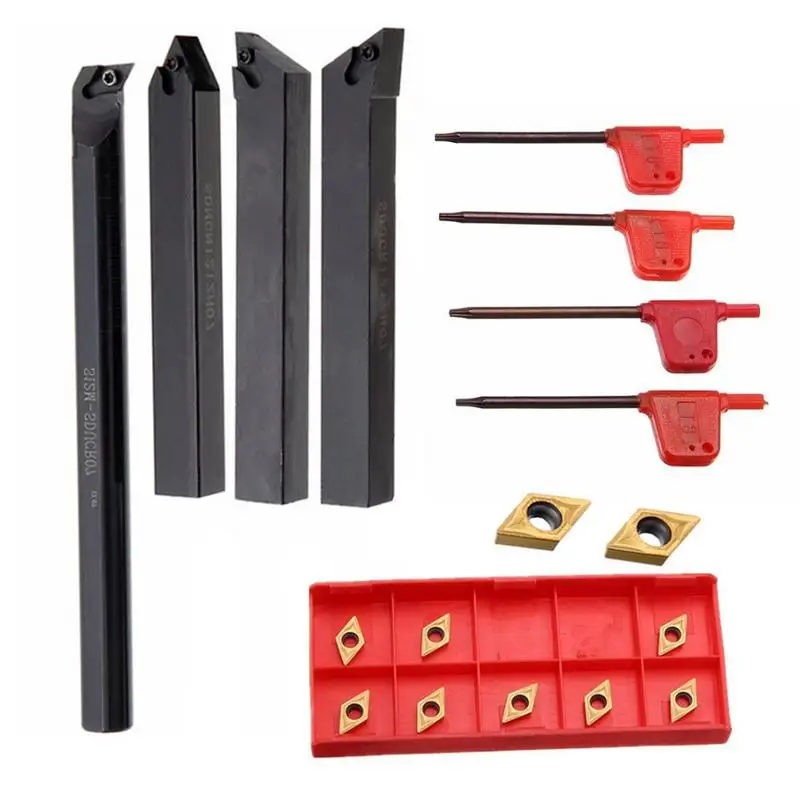 

Lathe Turning Tool - (4Pcs/Pack) DCMT070204 Carbide Paddle Inserts Set Holder Boring Bar