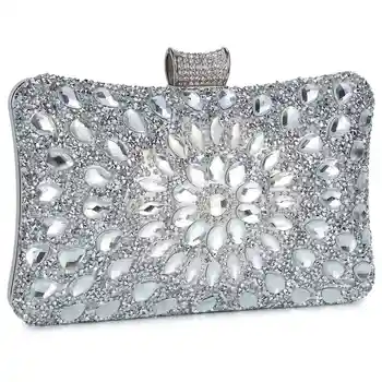 

ICON Evening Bags and Clutches for Women Crystal Clutch Beaded Rhinestone Purse Wedding Party Handbag