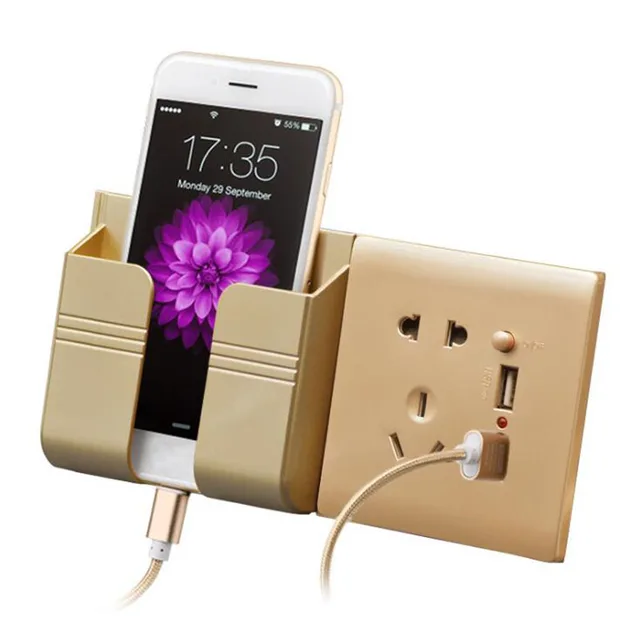 Shelves on the Wall Phone Holder Wall Mounted Socket Charger Storage