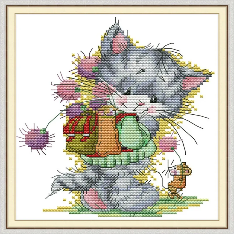 Cross Stitch Kits Embroidery Needlework Chinese Cross Stitch Animal Cat DIY cross stitch Printed Cross Stitch Decor Home Decor