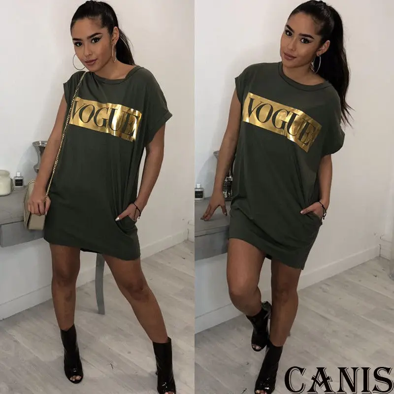 

Summer Hot Women's Letter Short T-shirt Dress O Neck Sleeve Crew Neck Party Fashion Casual Beach Straight Dresses