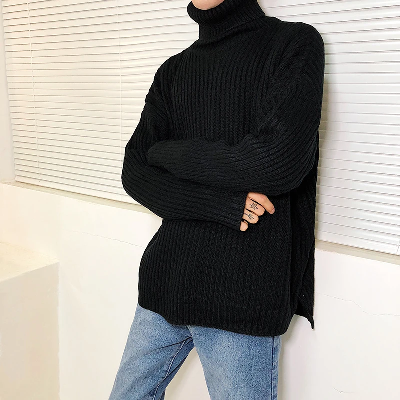 

Fashion Men's Casual Winter New Knit Sweater S-XXL Personality Wild Long-sleeved Solid Color Loose Lapel Youth Temperament