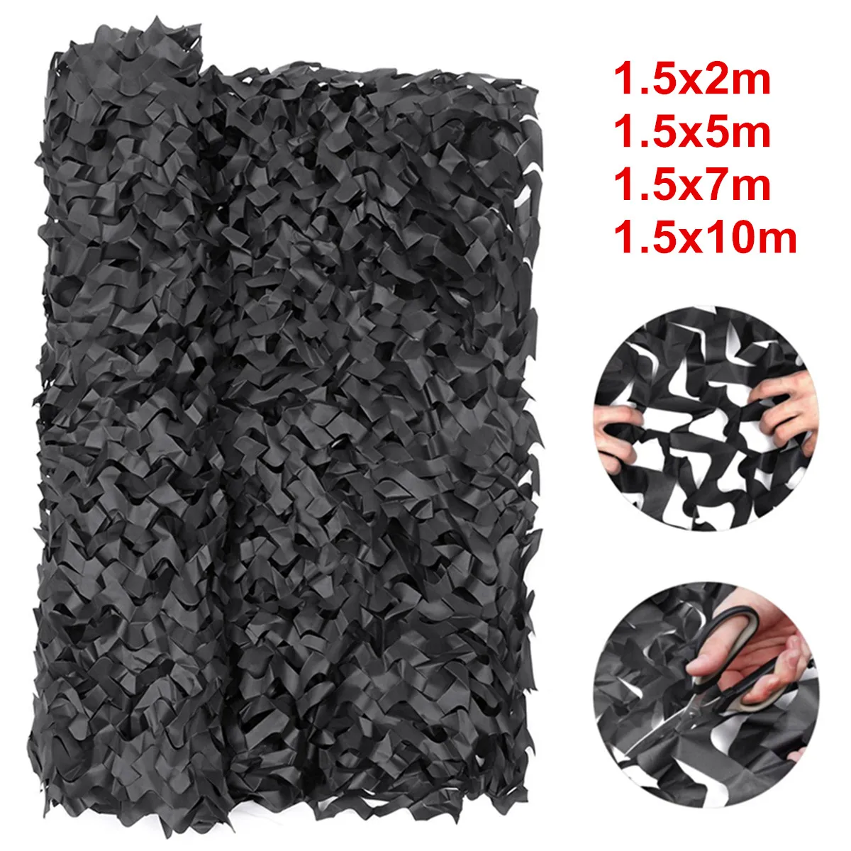 Buy Black 1.5x2/5/7/10m Camouflage Net Camping Hunting