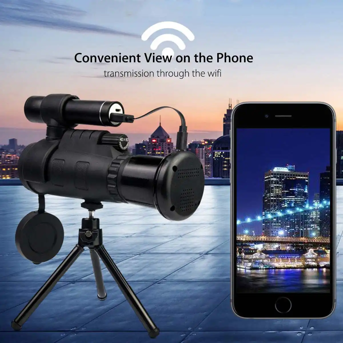 40X60 Zoom HD IR ночного видения Монокуляр Инфракрасный бинокль телескоп держатель телефона Штатив для охоты кемпинга туризма