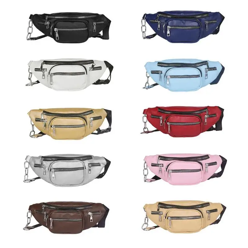 

Women Waist Bags PU Leather Multifunction Belt Fanny Packs Travel Chest Bag