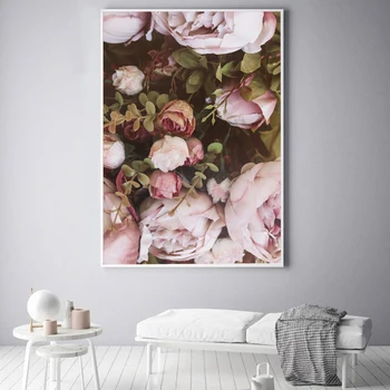 

Rose Flowers Nordic Poster Romantic Canvas Painting Quadro Plants Love Wall Pictures Peony Prints Cuadros Decorative Home Decor