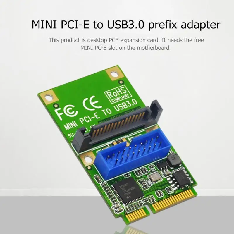 

Mini PCI-E Express to USB 3.0 19Pin 20Pin Expansion Header Card Built-in SATA power-on interface for Desktop PC
