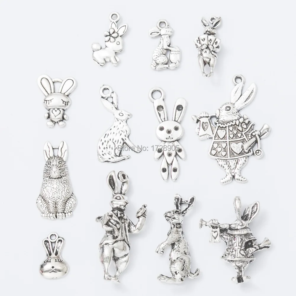 

Alice Rabbit 10pcs Antique Silver Plated 3D Alice Rabbit Charm Pendant Metal Zinc Alloy Charms Jewelry Findings For DIY