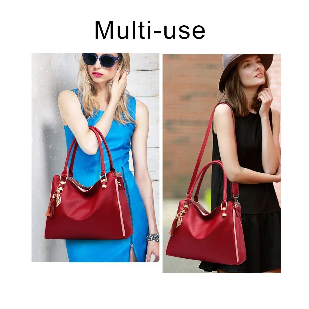 هيرالد أزياء النساء حقائب جلدية الإناث حقيبة كتف عارضة حمل Crossbody حقيبة الأعلى مقبض حقيبة مع شرابة و القط قلادة هيرالد أزياء النساء حقائب جلدية الإناث حقيبة كتف عارضة حمل Crossbody حقيبة الأعلى مقبض حقيبة مع شرابة و القط قلادة