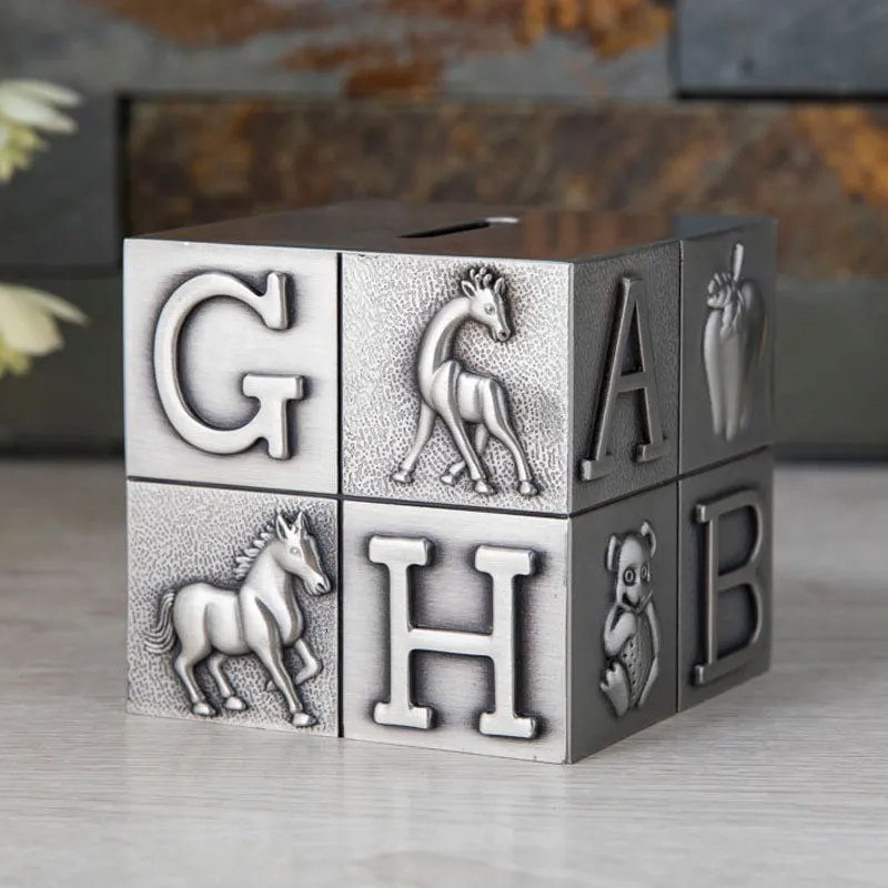 

Square Money Boxes Metal Crafts Letter Cartoon Savings Piggy Bank Desk Decoration Home Decor