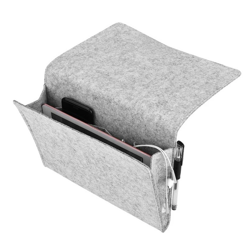 

Hanging Sofa Side Storage Bag Felt Fabric Portable Cell Phones Remote Control Holder Organizer Over Armchair Couch Storage Pouch