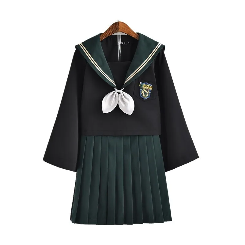 Японская школьная форма моряка Kawaii Magic School Class Navy Sailor Senior Uniforms Блузка для девочек плиссированная юбка галстук комплект из 3 предметов