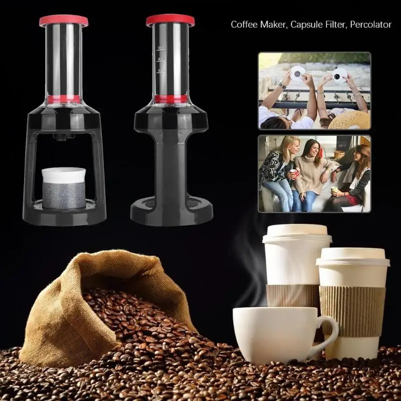 

K-cup Manual Coffee Maker Capsule Filter Coffee Pot Espresso Hand Press Percolator Coffee Machine for Home Traveller