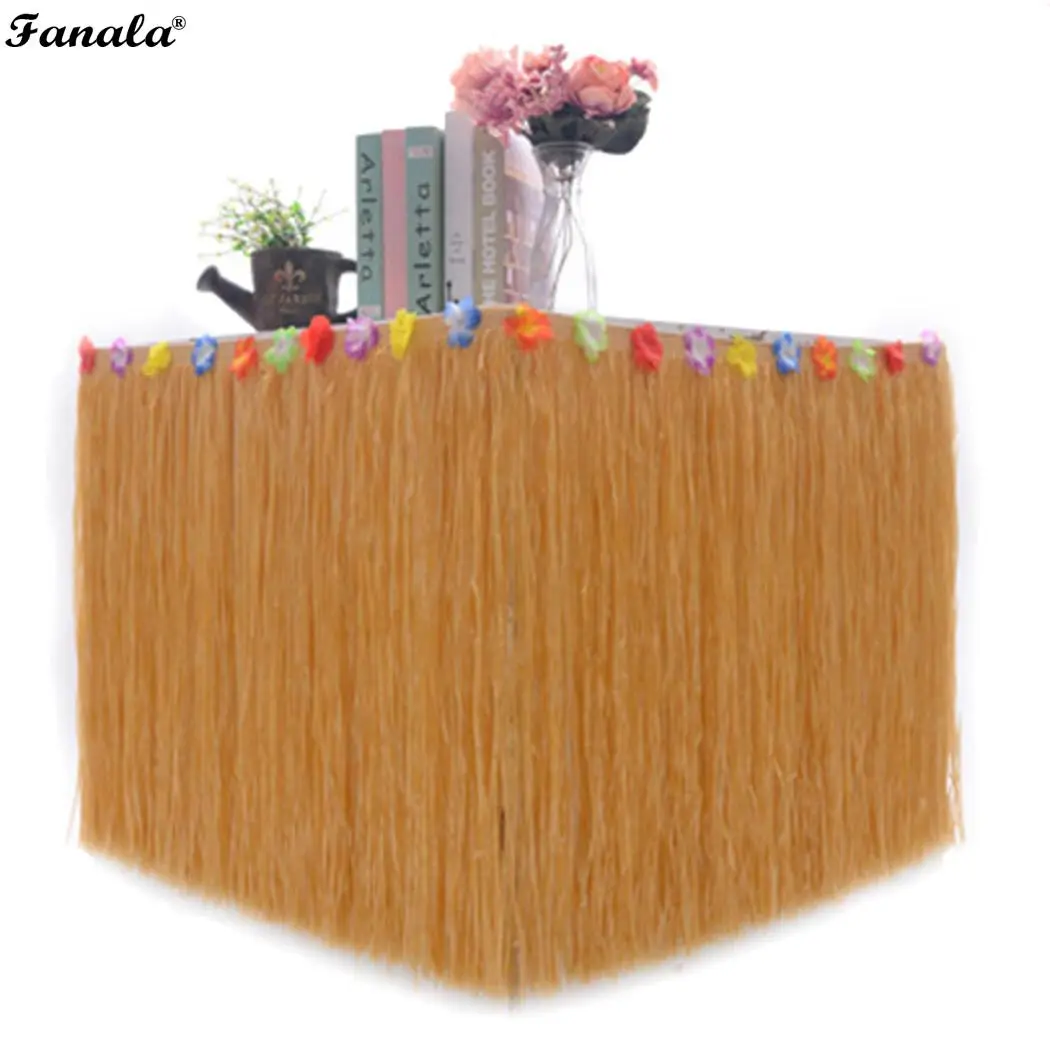 

Tropical Hawaiian table skirt DIY Flowers Grass Beach Decoration Table Flower, Wedding, Party, Skirt Party Supplies