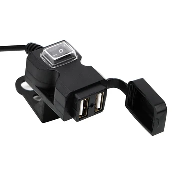 

LEEPEE 5V 1A/2.1A Adapter Motorcycle USB Socket Power Supply Socket Motorbike Handlebar Charger Dual USB Port for Phone GPS
