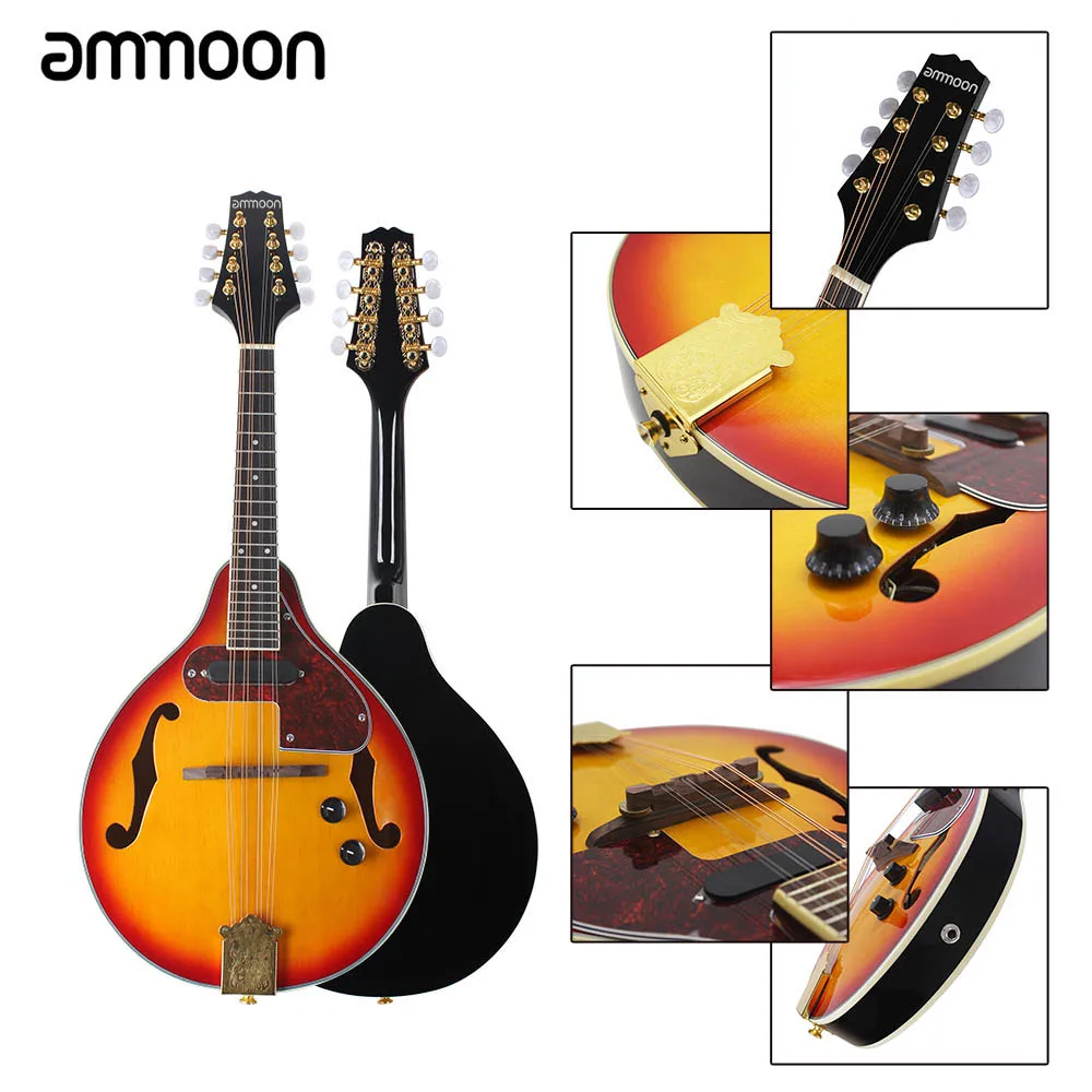 Ammoon Регулируемый 8 String Электрический стиль мандолин палисандр гриф струнный