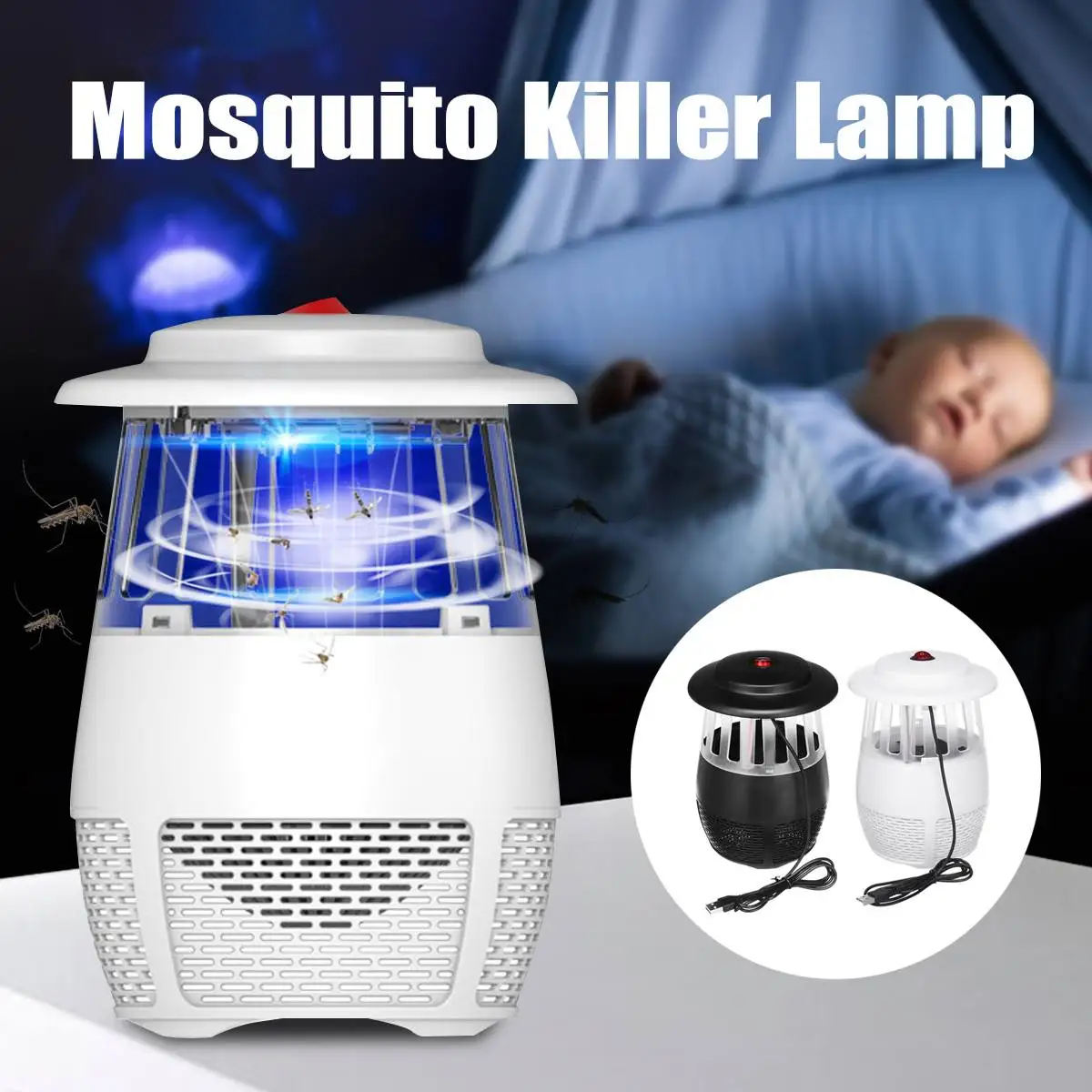 

LED Electric USB Mosquito Fly Bug Pest Insect Killer Safety Insect Killing Night Lamp For Living Room Bedroom Kitchen