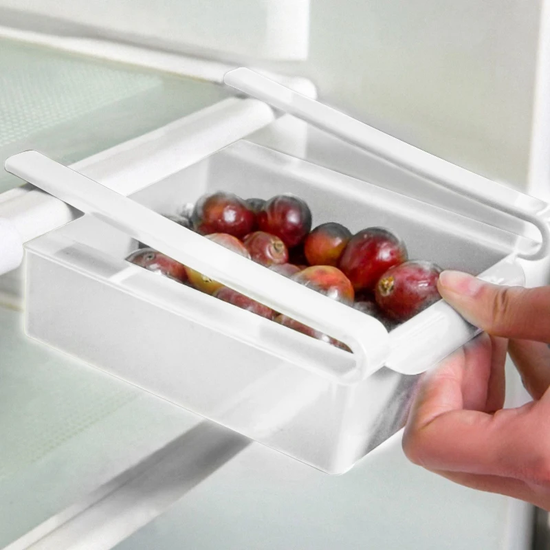 

Slide Freezer Fridge Space Saver Storage Box Organizer Holder Shelf Rack Newly.(green)
