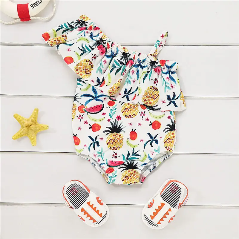

Kids Swimsuit Baby Girls Swimwear Toddler Bathing Suit Fruits Beachwear Off Shoulder Swimsuit Children Swimming Costume 1pc