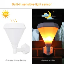 Шестиугольный датчик движения светодиодный солнечный светильник Настенный светильник с пламенем Водонепроницаемый Открытый энергосберегающий для Декор для дворика