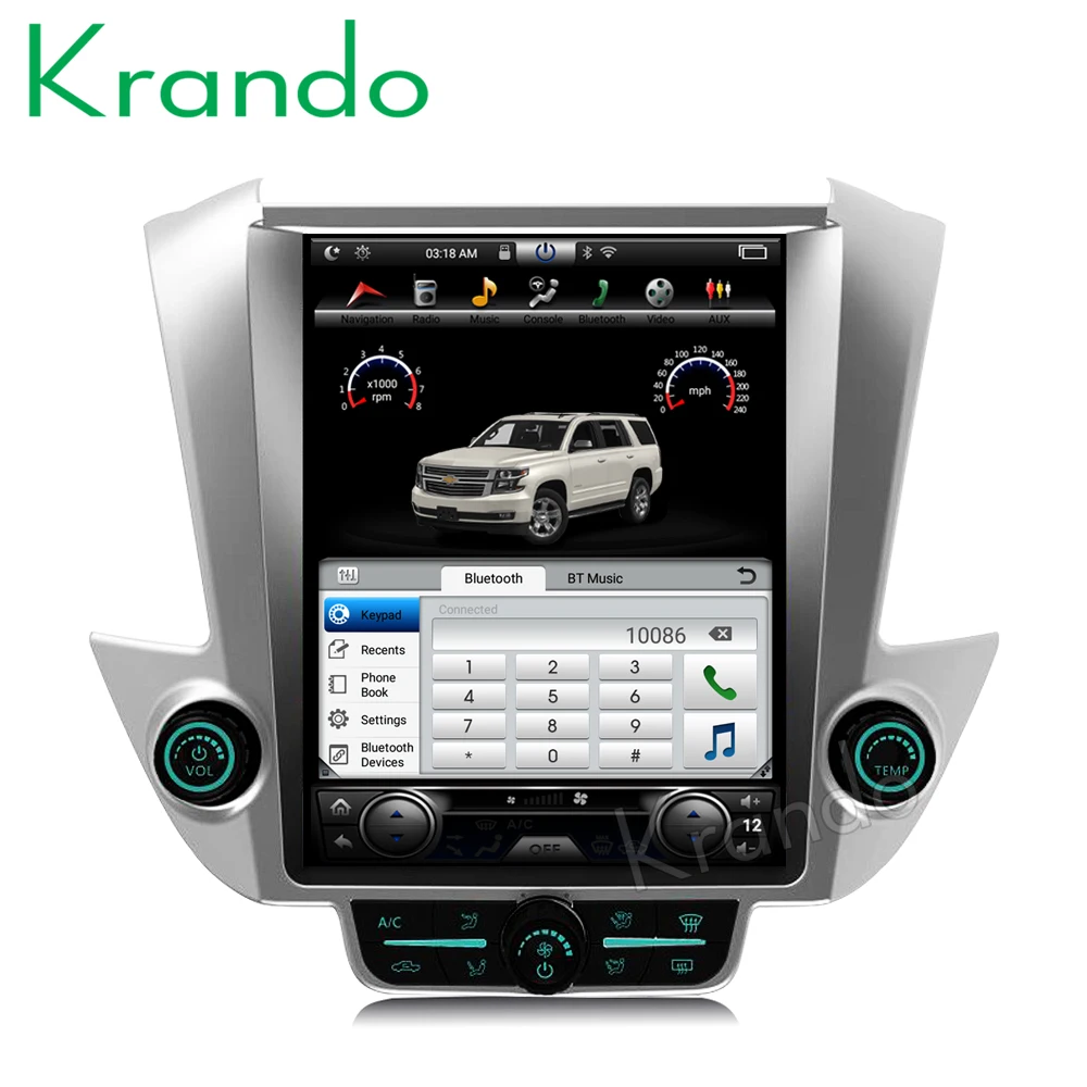 Top Krando Android 8.1 12.1" Tesla style Vertical car GPS For GMC Yukon / Chevrolet Tahoe Suburban 2015+  navigation system radio BT 3