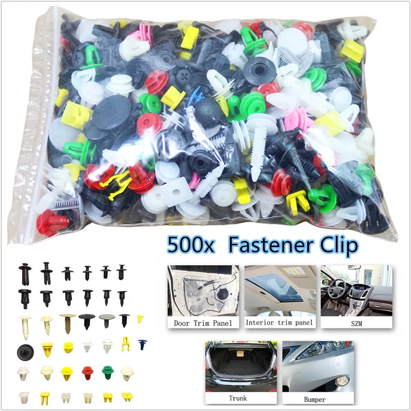 500pcs Universal Mixed 30 Kind Auto PlasticFastener Clip Bumper Fender Trim Plastic Rivet Door Panel Mud Flaps For more Car | Автомобили и