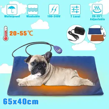 

100-240V 7 Level Waterproof Electric Kitten Pet Dog Cat Bunny Heating Pad Heated Warm Mat Thermal Protection Blanket Bed 65x40cm