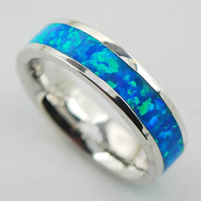 Blue Fire Opal Women 925 Sterling Silver Ring A25 Size 6 7 8 9 10 