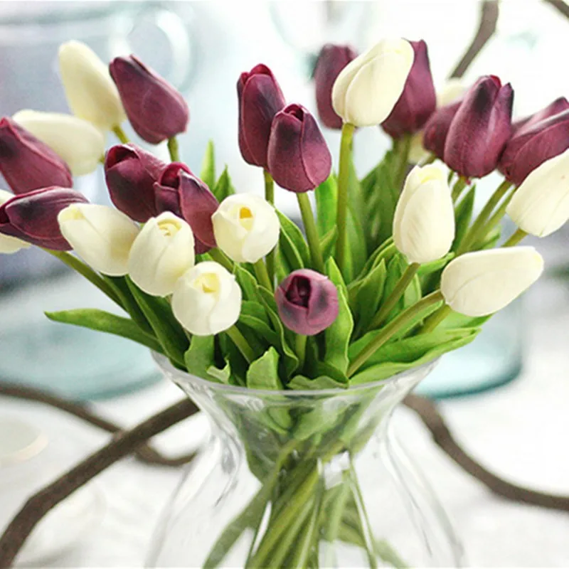 

1PC mini Tulips Artificial Flowers Real touch artificiales para decora Tulip for Home Wedding decoration Flowers