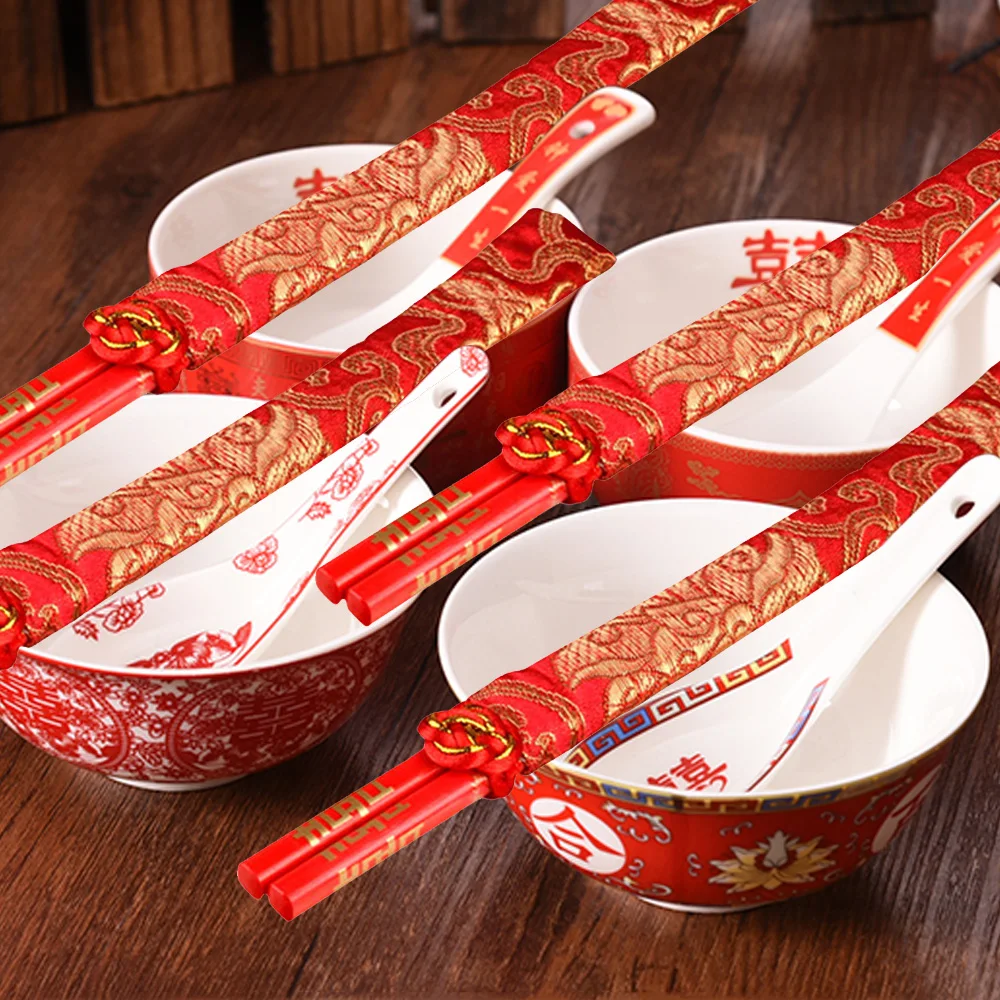 

1 Pair Red Amazing Creative Charm Asian Nature Chinese Bamboo Chopsticks Red Dragon Chinese Pattern Chopsticks Stunning Design