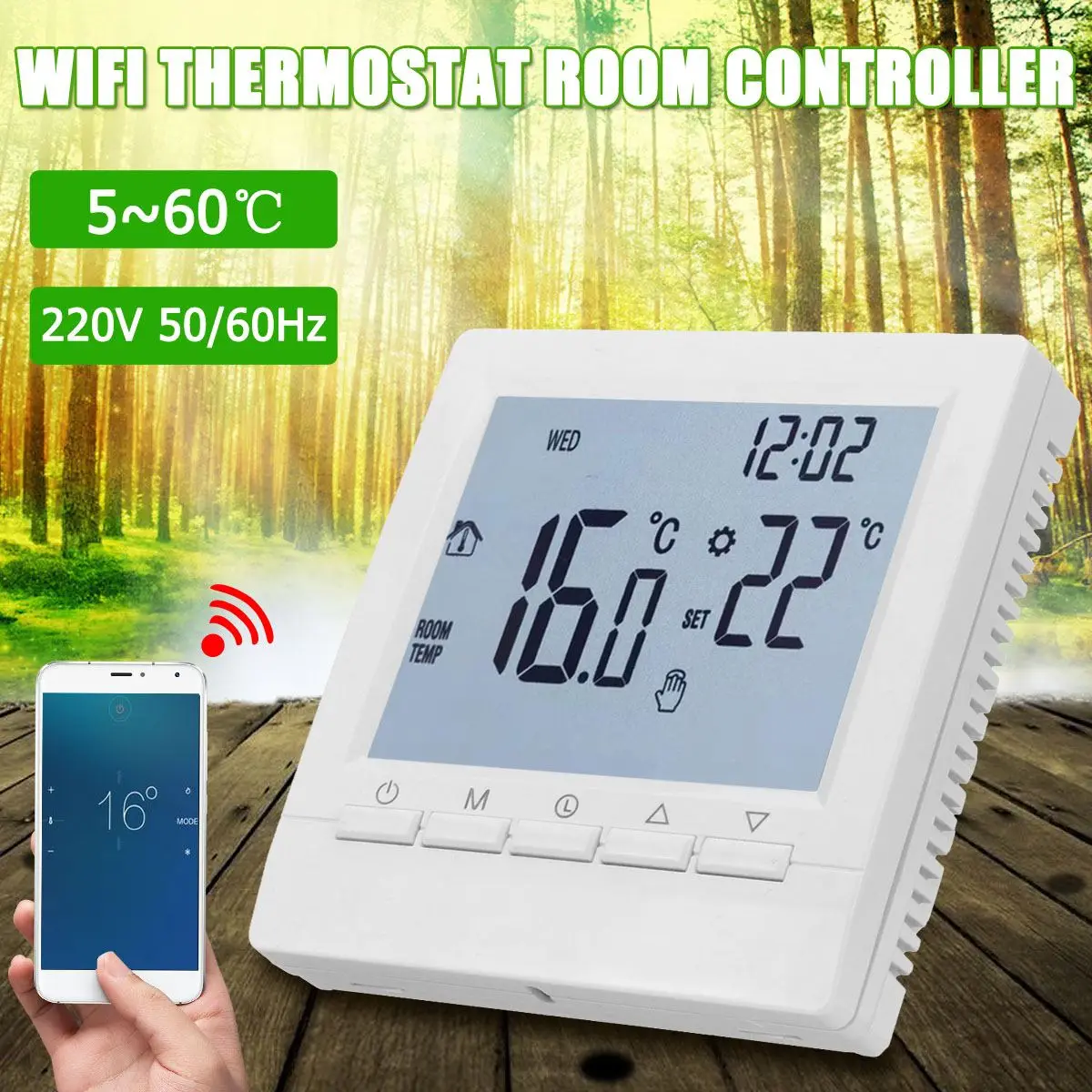 

220V 50/60HZ Digital WiFi Smart Temperature Controller NTC Heating Touchs Screen Thermostat Room APP Controls for Warm Floor